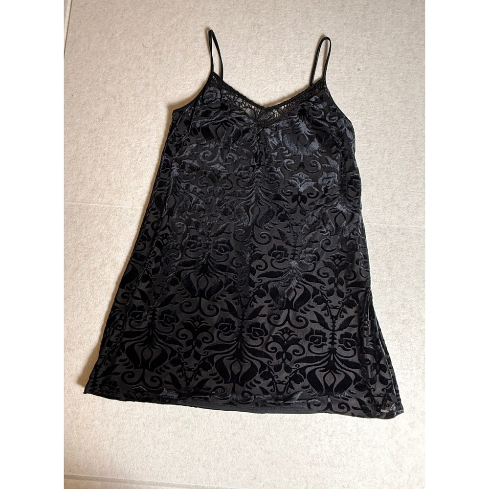 Black Velvet Burnout Slip Mini Dress Size XL Whimsygoth Dark Romantic Party - Picture 13 of 14
